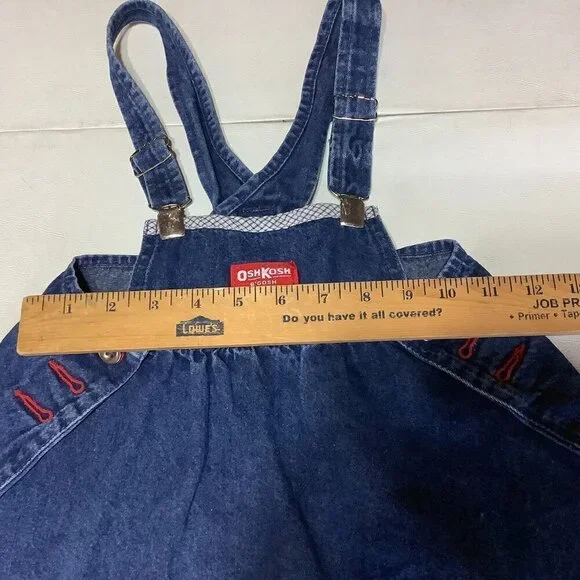 Vintage Oshkosh Denim Jean Jumper Dress Nautical Royal Marine Size 5 - Picture 9 of 11